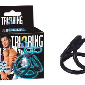 TRI RING COCK CAGE BLACK