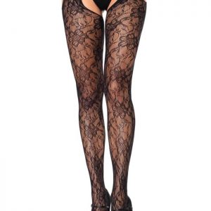 Lace Suspander Hose - BLACK - O/S - HOSIERY