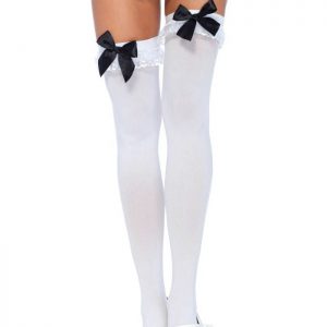 Nylon Stocking - WHITE/BLACK - O/S - HOSIERY