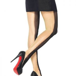 Two-Tone Duel Net Pantyhose - BLACK/N.GREEN - O/S - HOSIERY